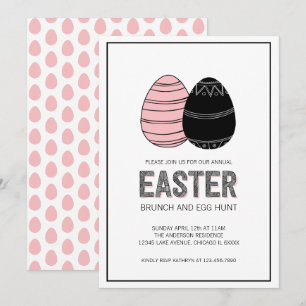 Folk Paasbrunch en Egg Hunt Invitation Kaart