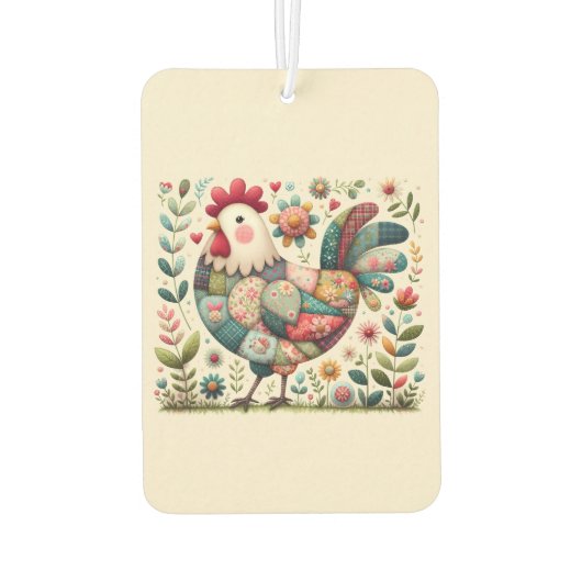 Folk Patchwork Haan met Bloemaccenten Luchtverfrisser (Achterkant)