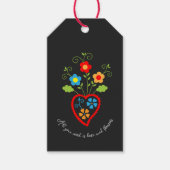 Folk portuguese bloeiend hart cadeaulabel (Voorkant)