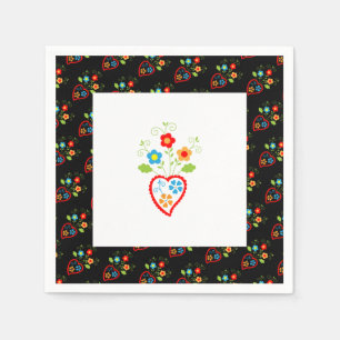 Folk portuguese bloeiend hart servet