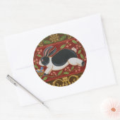 Folk Rabbit Ronde Sticker (Envelop)