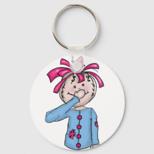 Folk Rag Doll Cartoon Sleutelhanger
