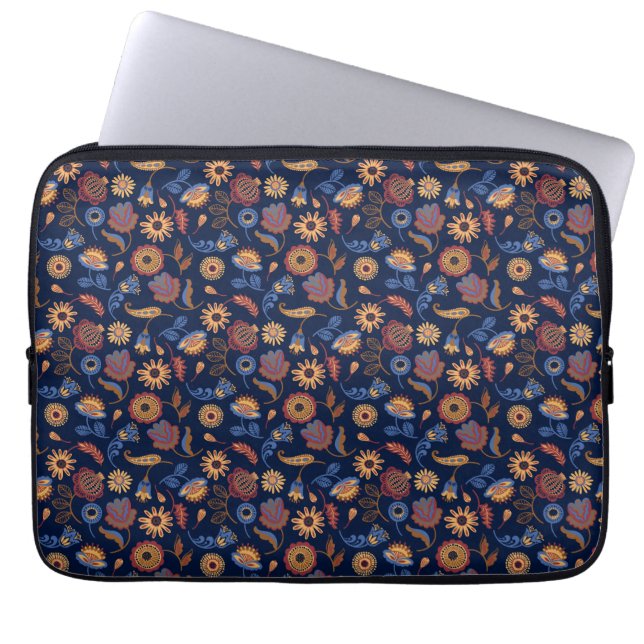 Folk Rustic Floral Laptop Sleeve (Voorkant)