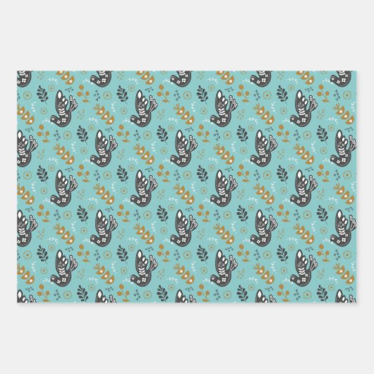 Folk Scandy Zweedse vos set van 3 Inpakpapier Vel (Voorkant 2)