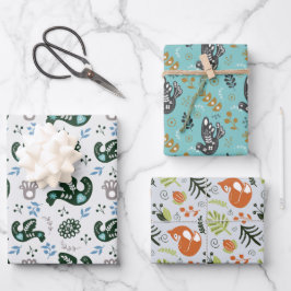 Folk Scandy Zweedse vos set van 3 Inpakpapier Vel