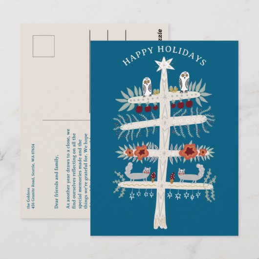 Folk Tree of Life Kerstvakantie CUSTOM Briefkaart (Voorkant / Achterkant)
