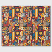 Folk Tribal Art Patchwork Afro-Amerikaanse geschen Cadeaupapier (Vlak)