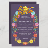 Folkart Flower Fiesta Wedding Invitation Boda (Voorkant / Achterkant)