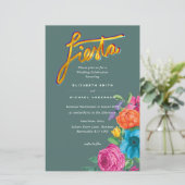 Folkart Flower Fiesta Wedding Invitation Boda (Staand voorkant)