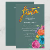 Folkart Flower Fiesta Wedding Invitation Boda (Voorkant / Achterkant)