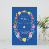 Folkart Flower Fiesta Wedding Invitation Boda (Staand voorkant)
