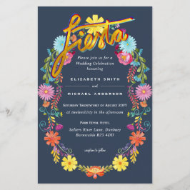 Folkart Flower Fiesta Wedding Invitation Boda