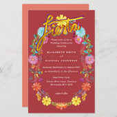 Folkart Flower Fiesta Wedding Invitation Boda (Voorkant / Achterkant)