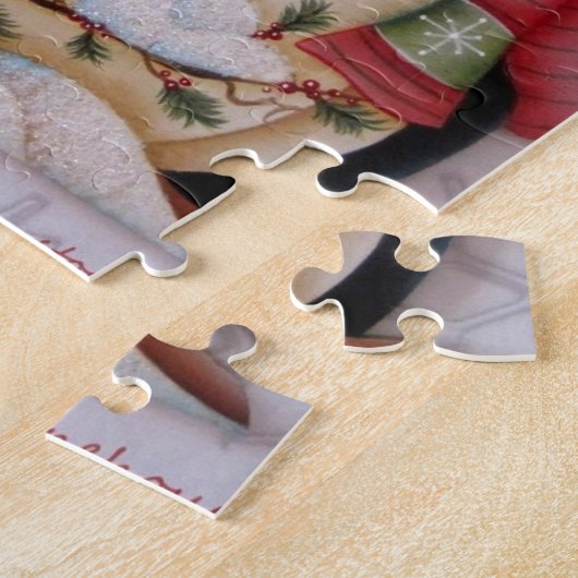 Folkart Snowman, Gingerbrood Man, Penguin Puzzle Legpuzzel (Zijkant)