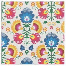 Folkbloemen op wit stof