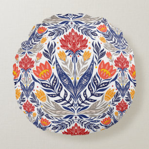 Folkbloemen patroon rond kussen