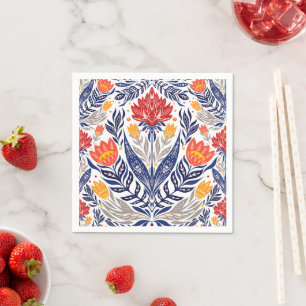 Folkbloemen patroon servet