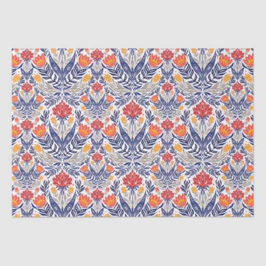 Folkbloemen patroon tissuepapier (Voorkant)