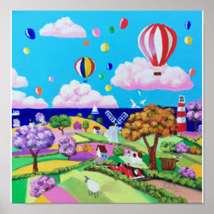 Folkkunstschilderij - gelukkige zeebodem poster