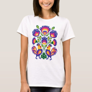 Folklore aux coqs roses T-Shirt