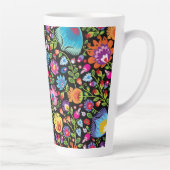 Folklore bloemen Wycinanki zwart Latte Mok (Rechts)