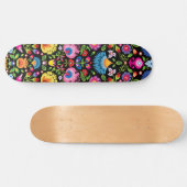 Folklore bloemen Wycinanki zwart Skateboard (Horizontaal)