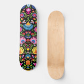 Folklore bloemen Wycinanki zwart Skateboard (Voorkant)