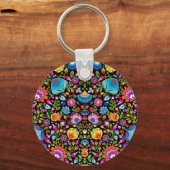 Folklore bloemen Zwarte Sleutelhanger van de Wycin (Voorkant)