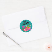 folklore Floral dank u | blauwgroen wit Ronde Sticker (Envelop)