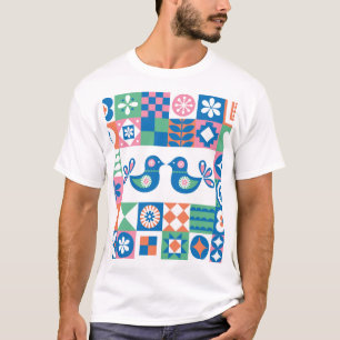 Folklore Floral Kaart: Scandinavisch design. T-shirt