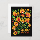 Folklore Happy Birthday-kaart Bedankkaart (Voorkant / Achterkant)