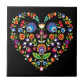 Folklore-hart, stijl van Wycinanki Tegeltje (Voorkant)