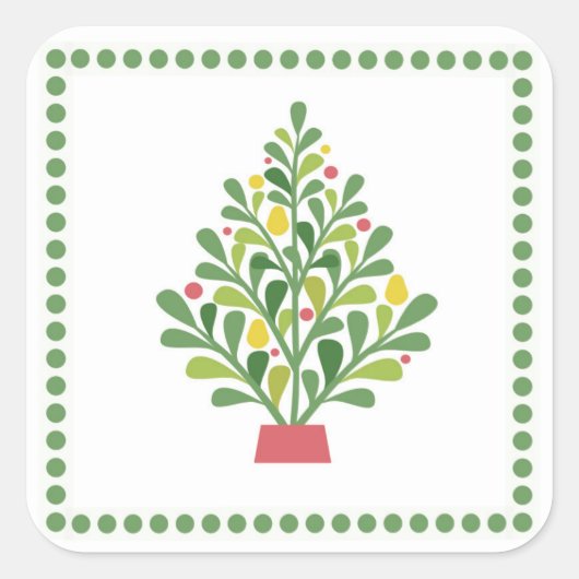 Folklore Kerstboom Sticker (Voorkant)