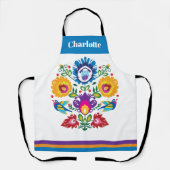 Folklore met bloemen en 2 vogels schort (Voorkant)