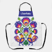 Folklore met roze roosters schort (Voorkant)