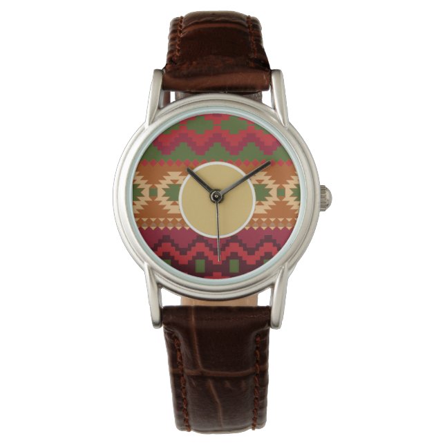 Folklore Nordic Pattern | Personeel cadeaudecor Horloge (Voorkant)
