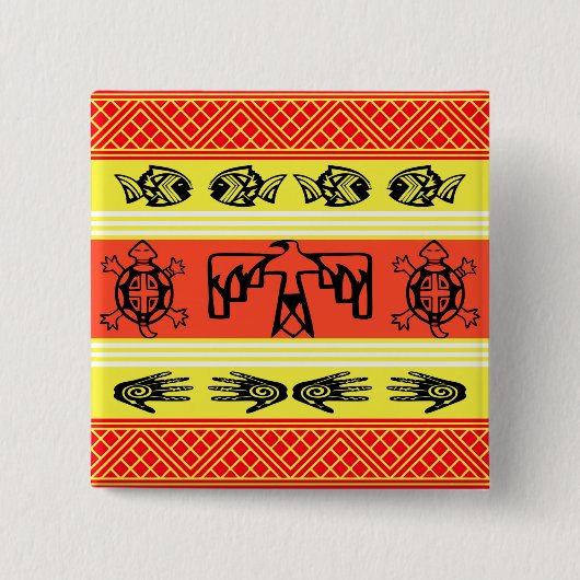 Folklore-ontwerp Vierkante Button 5,1 Cm (Voorkant)