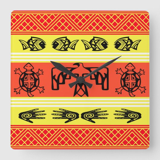 Folklore-ontwerp Vierkante Klok (Voorkant)