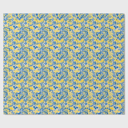 Folklore pattern with Oekrainian flag covu Cadeaupapier (Vlak)