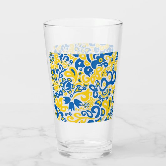 Folklore pattern with Oekrainian flag covu Glas (Achterkant)