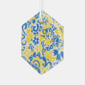 Folklore pattern with Oekrainian flag covu Glas Ornament (Voorkant links)