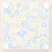 Folklore pattern with Oekrainian flag covu Glazen Onderzetter (Achterkant)