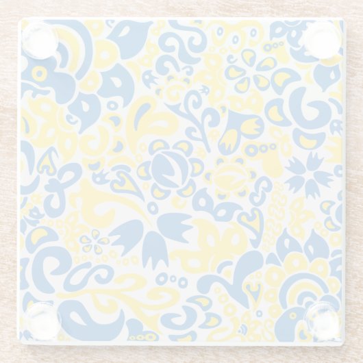 Folklore pattern with Oekrainian flag covu Glazen Onderzetter (Achterkant)