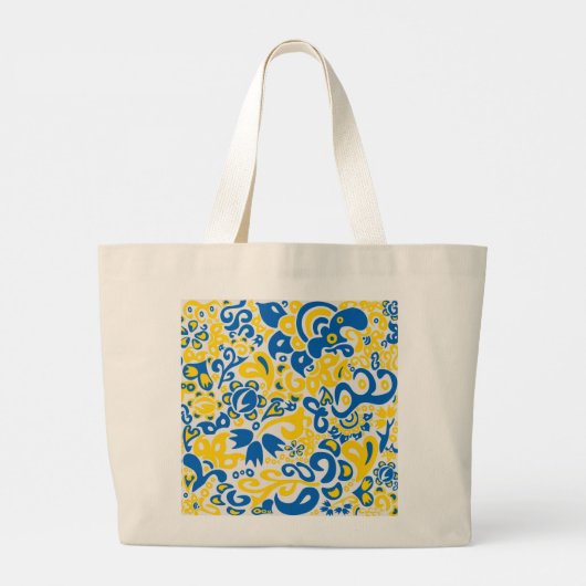 Folklore pattern with Oekrainian flag covu Grote Tote Bag (Achterkant)