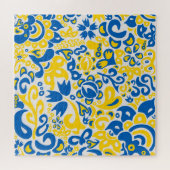 Folklore pattern with Oekrainian flag covu Legpuzzel (Horizontaal)