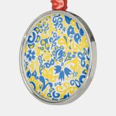 Folklore pattern with Oekrainian flag covu Metalen Ornament (Links)