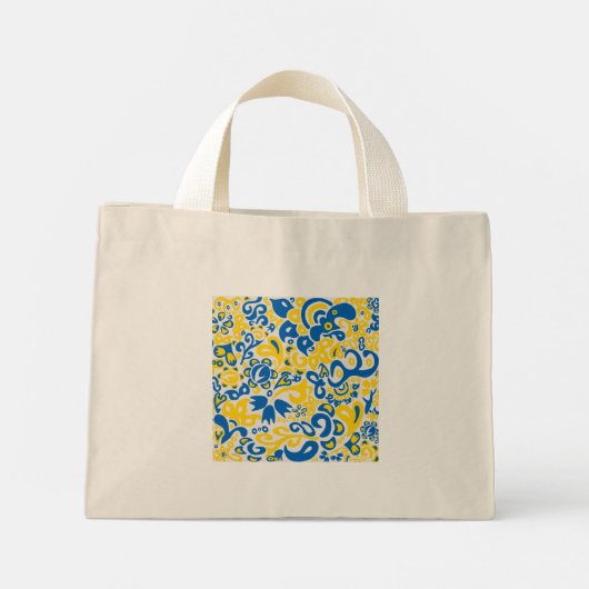 Folklore pattern with Oekrainian flag covu Mini Tote Bag (Achterkant)