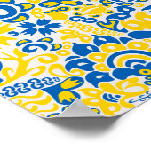 Folklore pattern with Oekrainian flag covu Poster (Hoek)