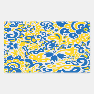 Folklore pattern with Oekrainian flag covu Rechthoekige Sticker