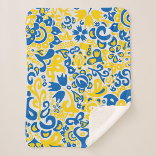 Folklore pattern with Oekrainian flag covu Sherpa Deken